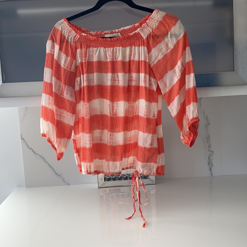 Super cute Loft striped top w/ drawstring button